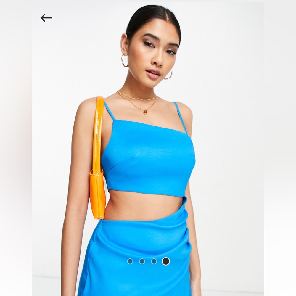 Asos Design Structured Strappy Midi Dress with Cut Out Detail in Cobalt - Picture 4 of 4